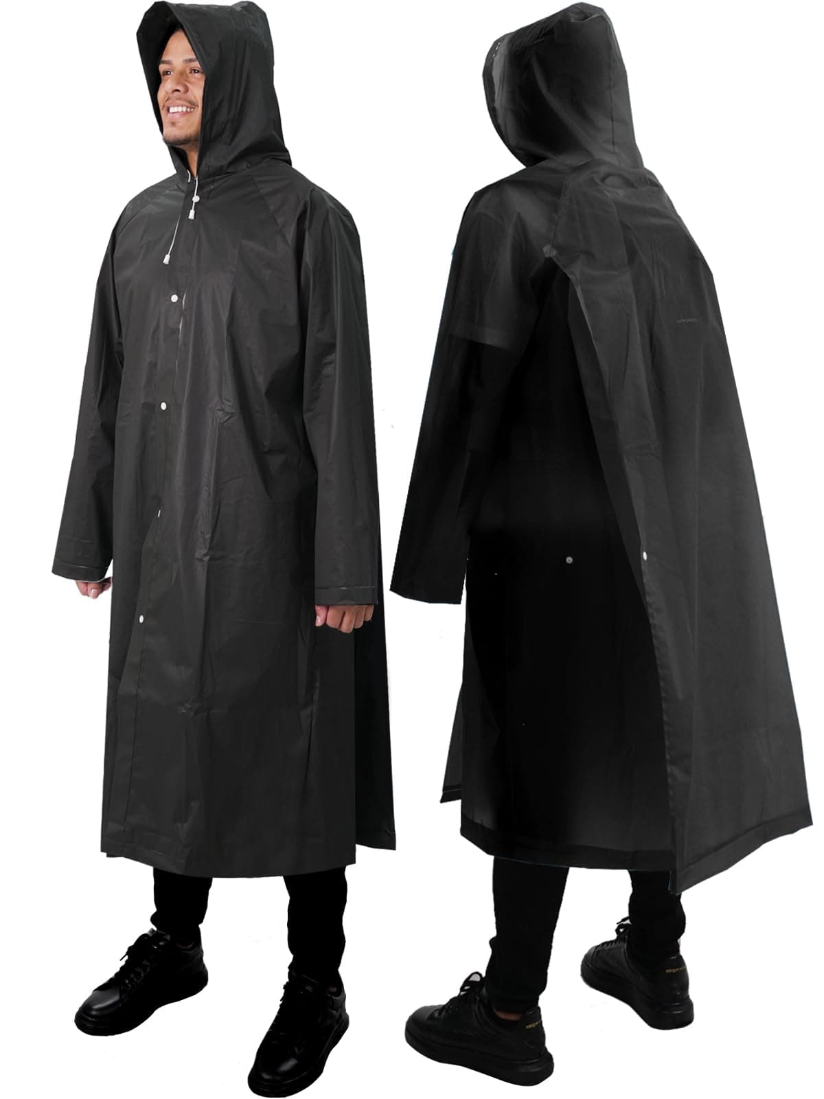 ANYOO 2 Stück Unisex Regenponcho mit Ärmeln, Lang Regenmantel Regenjacke mit Kapuze und Zusätzlichem Platz für den Rucksack zum Wandern, Festival, Radfahren, Camping, Einheitsgröße Schwarz Angebot bei HelloDeals