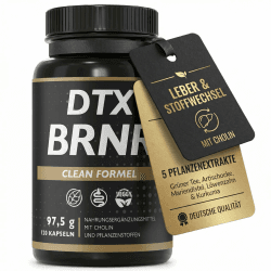DTX BRNR Leber + Stoffwechsel Kapseln mit Cholin & Pflanzenextrakten, cleane Formel - Grüner Tee, Artischocke, Mariendistel, Löwenzahn & Kurkuma – 120 vegane Kapseln Angebot bei HelloDeals