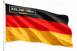 XL Deutschland Flagge - WM 2026 Fahne - EXTRA Groß - Fanartikel - straparzierfähiges Polyester & Metallösen - Weltmeisterschaft (Deutschland 240x150 cm) Angebot bei HelloDeals