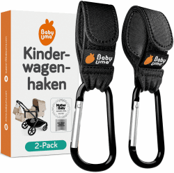 Baby Uma Kinderwagenhaken (2er-Pack) - Universelle Kinderwagen Haken für Taschen, Rutschfeste Klettverschlüsse, Stabile Karabinerhaken mit 5 kg Tragkraft Clips Standard Clips Angebot bei HelloDeals