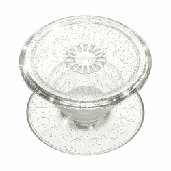 PopSockets: PopGrip - Expanding Stand and Grip with a Swappable Top for Smartphones and Tablets - Clear Glitter Silver Transparent mit Silber-Glitzer Angebot bei HelloDeals