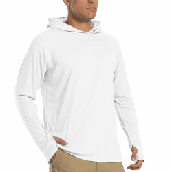 TACVASEN Herren UV-Schutz Hoodie Kapuzenpullover UPF 50+ Langarm Shirt mit Daumenloch S Weiß Angebot bei HelloDeals