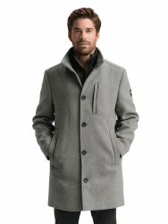 TOM TAILOR Herren 2-in-1 Wollmantel mit Abnehmbarer Innenjacke 30507 - Light Stone Grey Wool Twill 3XL Angebot bei HelloDeals