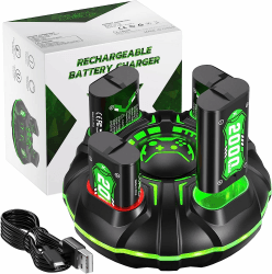 Akku für Xbox One/S/X/Xbox Series X/S, 2.5H Schnelllade RGB LED Modus 4x2000mAh Akku für Xbox Series X/S/Xbox One/Xbox One X/Xbox One S/Xbox One Elite Controller GEVG082K Angebot bei HelloDeals
