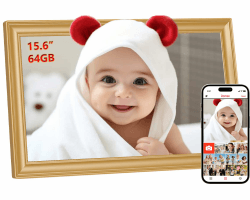 64GB FRAMEO 15,6 Zoll Digitaler Bilderrahmen - 1920 * 1080P FHD IPS Touchscreen Digitale Bilderrahmen, Auto Rotation Elektronischer Fotorahmen, Teilen Sie Fotos/Videos Sofort 15,6 Gold Angebot bei HelloDeals
