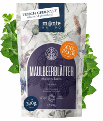 Maulbeerblätter Tee Monte Nativo (300g) - Mulberry Leaf Tea schonend getrocknet - 100% natürlich und ohne Zusatzstoffe - Aromatischer Kräutertee für einen köstlichen Aufguss Angebot bei HelloDeals