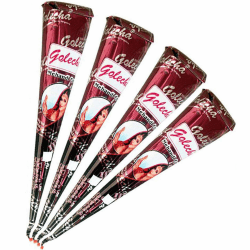 Golecha 100% natürliche Hennapaste in Kegeln, rötlich-braune Farbe, leicht anzuwenden, Packung mit 4 Kegeln (Verpackung kann variieren: je 30 g oder je 25 g) Angebot bei HelloDeals