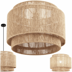 tectake® Hängelampe im Boho Stil, Pendelleuchte aus Jute, Vintage Lampenschirm Hängelampe, Ø 46 cm, Pendelleuchte Esstisch, Küchenlampe, Deckenleuchte Schlafzimmer, E27 Lampe Hängend, Hängeleuchte Ø 46 x 32 cm Angebot bei HelloDeals