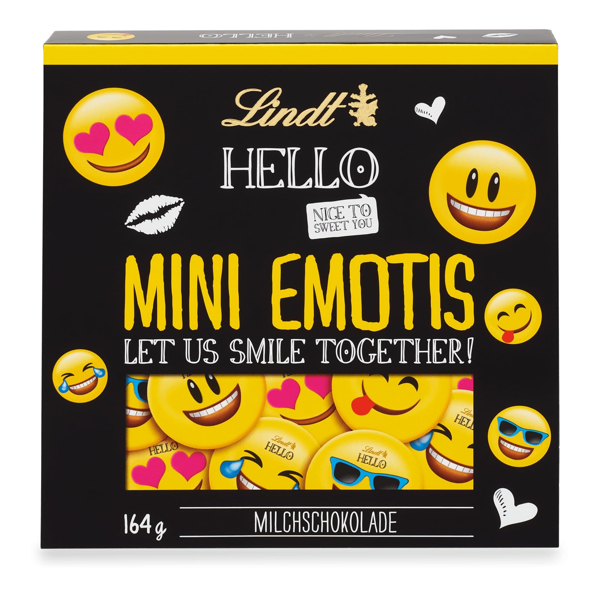 Lindt HELLO Mini Emotis Schokolade | 164 g | Ca. 27 coole Emoticons in verschiedenen Designs aus feinster Lindt Vollmilchschokolade | Schokoladengeschenk für Kinder | Zum Dekorieren 164g Angebot bei HelloDeals