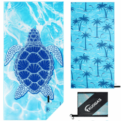 KUOGAS Strandtuch XXL 200×100 cm,Groß Schnelltrocknendes Mikrofaser Handtuch, Sandfrei Badetuch,Stranddecke Damen strandhandtuch (Blaue Meeresschildkröte) Angebot bei HelloDeals