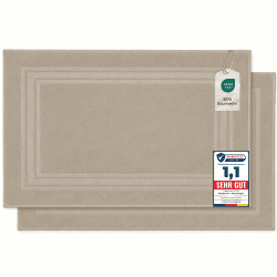Komfortec 2er Badvorleger aus 100% Baumwolle, 600 GSM, Duschvorleger, Waschbar, Badteppich, Saugfähig, Frottee, 50x70 cm, Beige 50 x 70 cm Beige Angebot bei HelloDeals