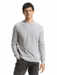 Tom Tailor Herren Strickpullover mit Struktur L 15398 - Light Stone Grey Melange Angebot bei HelloDeals