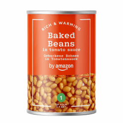 by Amazon Gebackene Bohnen in Tomatensauce, Dose, Vegan, 420g (1er-Packung) 420 g (1er Pack) Angebot bei HelloDeals