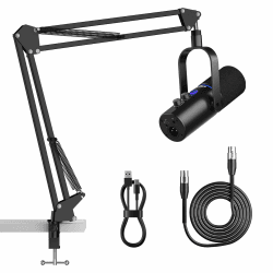 Ortizan XLR/USB Dynamische Mikrofone, Gaming Mikrofon mit Stummschalttaste und Arm, Hall-Effekten, Rauschunterdrückung, Kopfhöreranschluss, Podcast Mikrofon für Streaming/Aufnahmen/Gesang - Schwarz Angebot bei HelloDeals