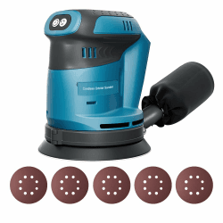 Akku Exzenterschleifer für makita 18V Akku (Akku nicht), Kabellose Elektroschleifer für die Holzbearbeitung, Metallverarbeitung, Lackentfernung, Rostentfernung, Autopolitur, Heimwerken usw Blau Angebot bei HelloDeals