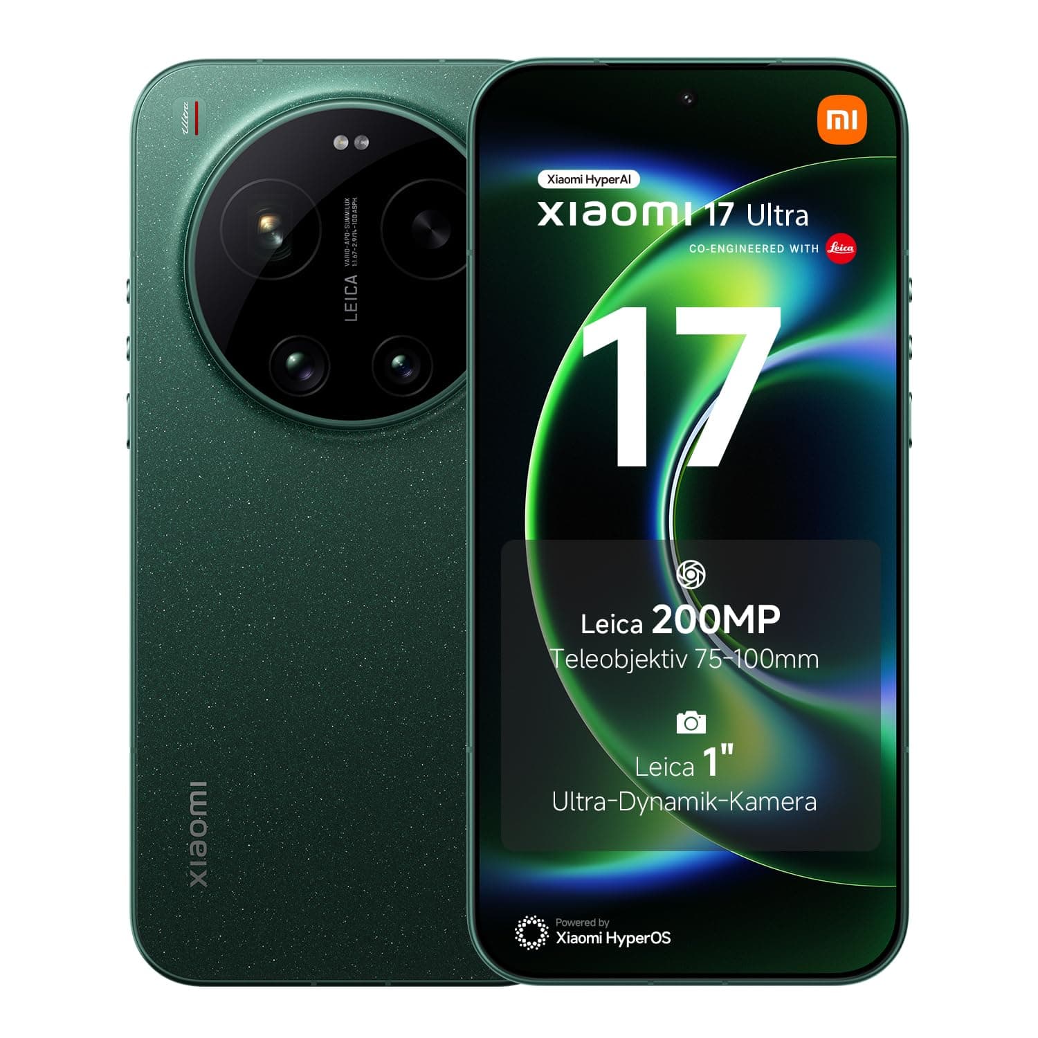 XIAOMI 17 Ultra Smartphone 16+512 GB, HyperAI Handy mit Android, Leica 200 MP Teleobjektiv (75–100 mm), Leica APO Optik, LOFIC HDR Technologie, Starlit Grün, 3 Jahre Garantie Xiaomi 17 Ultra 16+512GB Starlit Grün Angebot bei HelloDeals