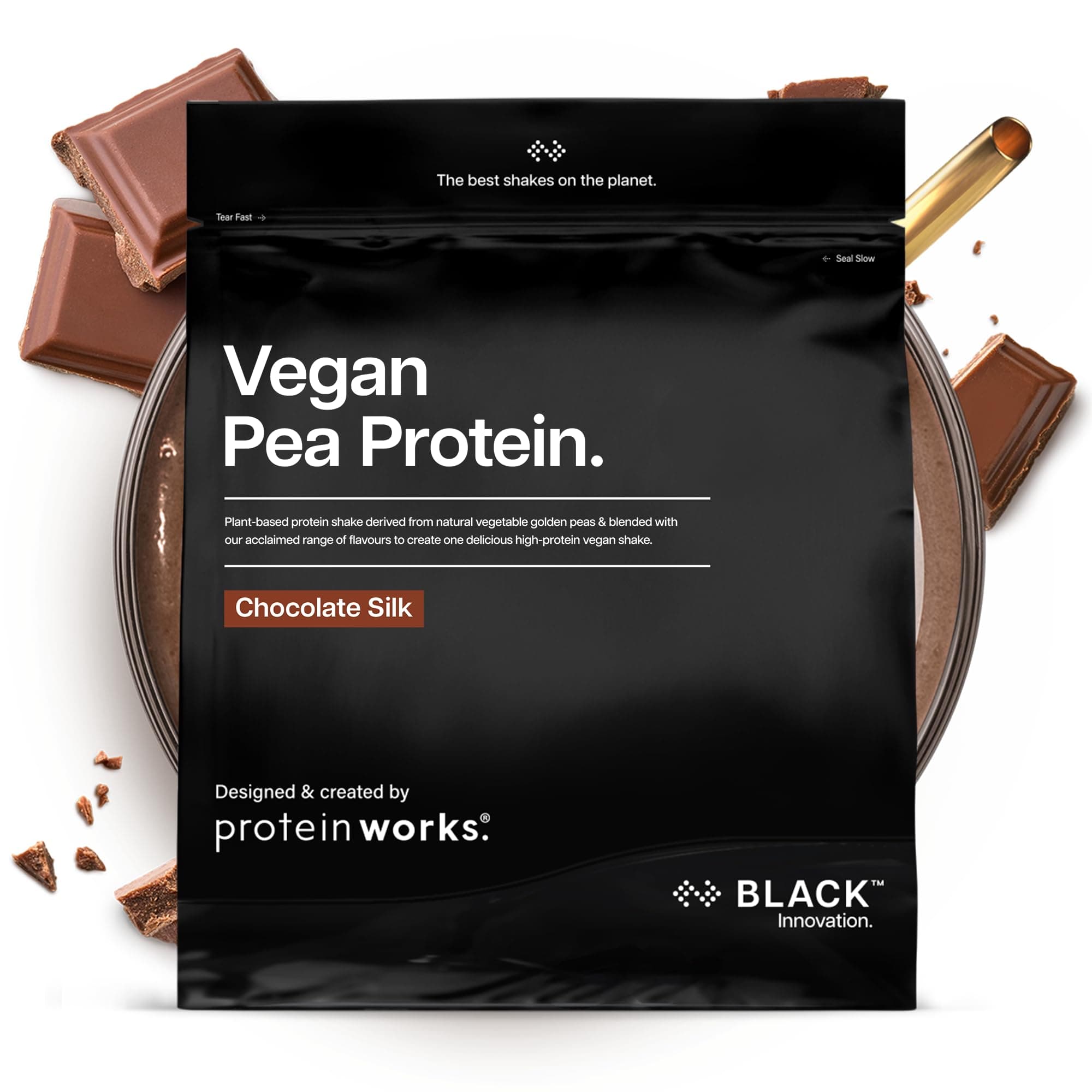 Protein Works | Veganes Erbsenprotein – BLACK Innovation, Erbsenprotein-Isolat, Premium-Veganprotein, 24g Protein pro Portion, fett- & kohlenhydratarm,Pflanzlich, Chocolate Silk, 16 Portionen, 500g Schokolade 16 Shakes (500g) Angebot bei HelloDeals