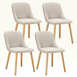 Esszimmerstühle Beige 4er Set Holzbeine Polsterstuhl Küchenstuhl aus Polyester Stühle Esszimmer Wohnzimmerstuhl für Esszimmer Küche Büro 4er Beige Angebot bei HelloDeals