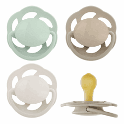 nip - Cherry Green Newborn 0-2 Monate | 4er Pack | Kirschform, Latex | Stillfreundlicher, kiefergerechter Babyschnuller für Neugeborene. Nachhaltiger Schnuller aus natürlichen Rohstoffen, Grün/Braun grün/braun Größe 0 (0-2 Monate) Angebot bei HelloDeals