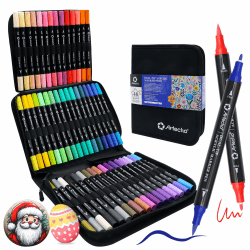 Artecho Acrylstifte 48 Farben mit Stoffbeutel, 0.5-5mm Wasserfester Dual Tip Marker (Pinsel und feine Spitze), mit doppelten Enden für Rock Painting, Glas, Papier, Ei, Leinwand, Keramik, DIY Crafts 48 Farben(Dual Tip) Angebot bei HelloDeals