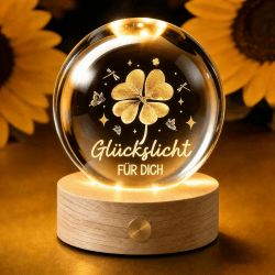 Glücksbringer,60mm Aufladbar LED Glaskugel Deko Lampe Glücksbringer Prüfung mit Holzsockel,Kristallkugel Stimmungslicht Deko Wohnzimmer Geburtstagsgeschenk Geschenke für Frauen Geburtstag Freundin (A) Glückslicht (Wiederaufladbar) Angebot bei HelloDeals