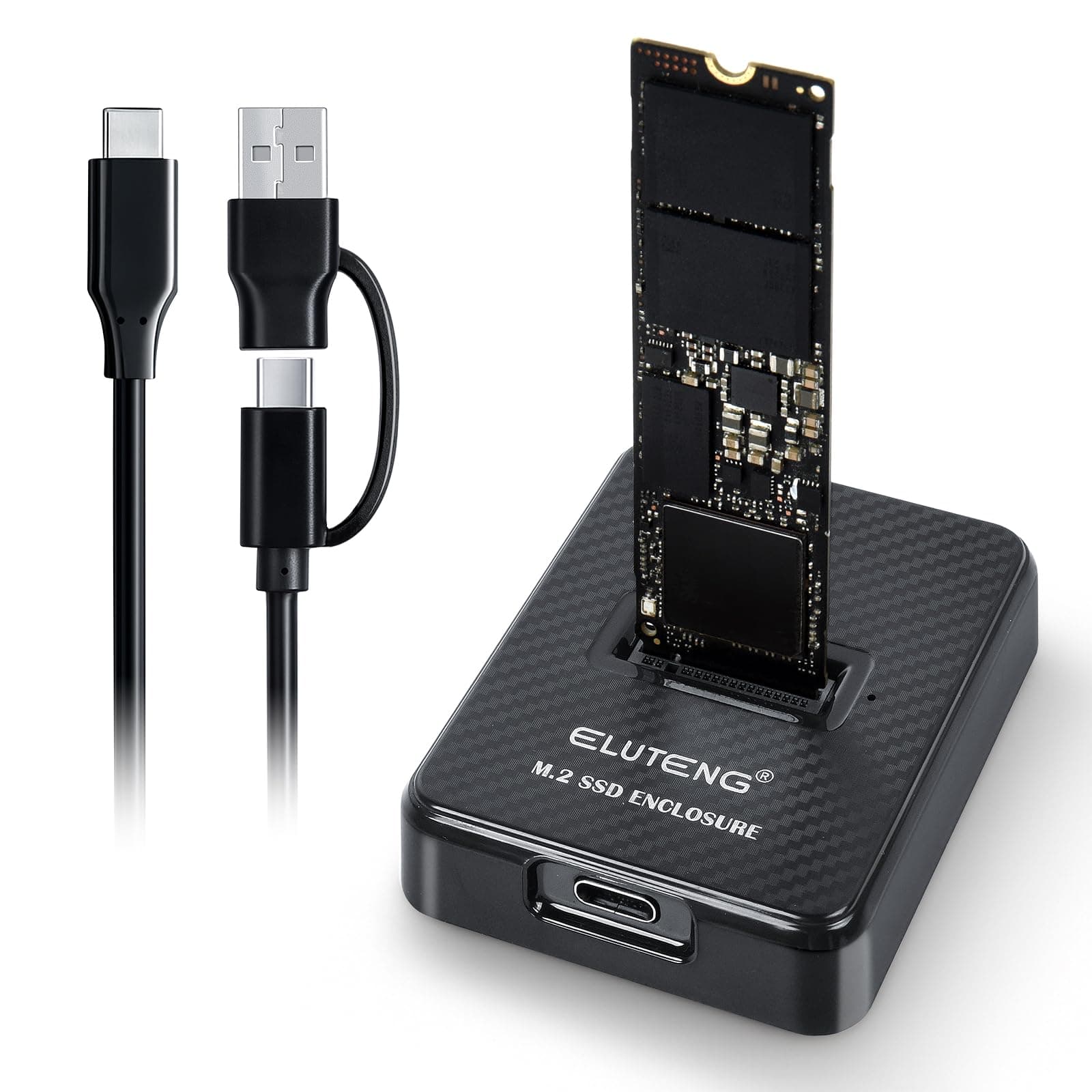 ELUTENG M.2 NVMe Festplatten Docking Station, 10Gbps NVMe USB Adapter für M-Key B+M Key, USB 3.2 Gen2 M2 SSD Gehäuse für 2230 2242 2260 2280 SSD mit USB-C auf USB-C/A Kabel Single-Protokoll Angebot bei HelloDeals