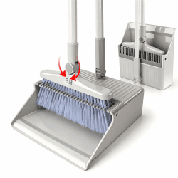 BUUROOHM Besen- und Kehrschaufel-Set für Zuhause, mit langem Griff, 104 cm/127 cm, Kehrschaufel, Kombi-Set für Zuhause, Küche, Zimmer, Büro, Lobby, Boden, Innen- und Außenbereich, aufrechter Grau Angebot bei HelloDeals