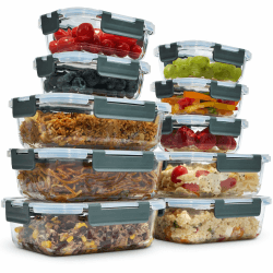 uandu Glasbehälter mit Deckel, 20- teilig, Borosilikatglas mit Deckel, Meal prep Gläser, Frischhaltedosen Glas mit Deckel, Glasdosen mit Deckel Set, Meal prep Boxen Glas (10 Behälter, 10 Deckel) Anthrazit 10er Set Angebot bei HelloDeals