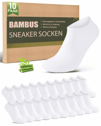 Bambus Sneaker Socken Herren Damen 10/20 Paar – Atmungsaktive Anti-Geruch Kurze Socken, Antibakterielle Sommer Sneakersocken Sportsocken Halbsocken Bambussocken 35-38 10x Weiß Angebot bei HelloDeals