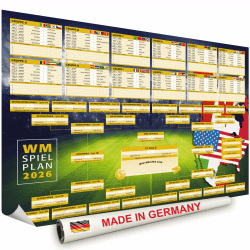 Hetcher Tech DIN A0 Spielplan Poster gerollt Fussball WM 2026 USA, Mexiko, Kananda - Maxi Planer zum selbst eintragen - XXL Poster 118,9cm x 84,1cm inkl. Tabellen - WM Fanartikel WM 2026 USA/Kanada/Mexiko Angebot bei HelloDeals