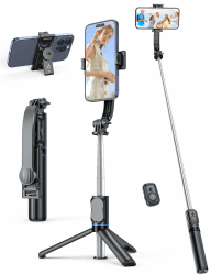 Selfie Stick mit Abnehmbarer Handyhalterung,106 cm Ausziehbares Handy Stativ mit Fernbedienung, 360° Drehbarer StativStänder für iPhone, Samsung und Android-Smartphones (Schwarz) 106CM Schwarz Angebot bei HelloDeals