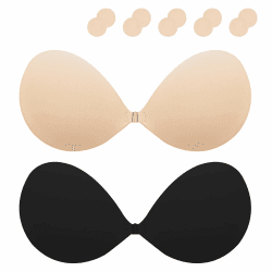 Klebe BH Push up Ohne Träger Unsichtbarer Trägerloser BH Sticky Bra zum Kleben Rückenfreier Klebe-BHS Trägerlos Klebebh Damen große Brust Klebepads kleine brüste für Rückenfreies Kleid und Brautkleid B Beige+schwarz Angebot bei HelloDeals