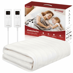 Heizdecke Elektrisch 160x140 cm für Doppelbett - Wärmedecke mit 10 Heizstufen, Abschaltautomatik, 2 Fernbedienungen & Überhitzungsschutz - Maschinenwaschbar Angebot bei HelloDeals