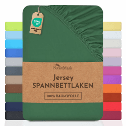 NatureMark Jersey Spannbettlaken, Spannbetttuch 100% Baumwolle in vielen Größen und Farben MARKENQUALITÄT ÖKOTEX Standard 100 | 90 x 200 cm - 100 x 200 cm - dunkel grün Dunkel Grün 90x200 - 100x200 cm Angebot bei HelloDeals