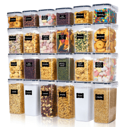 Vtopmart Vorratsdosen mit Deckel Luftdicht, Set mit 24 Vorratsbehälter, BPA-frei, Küchen Aufbewahrungsboxen für Mehl, Zucker, Körner, Mit Schreibstift und Etikett 24 Stück 24 Stück Angebot bei HelloDeals