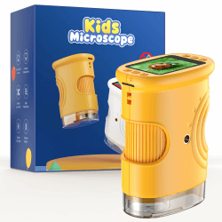 1000X Digital Mikroskop für Kinder Lupe: Handy Taschenmikroskop mit 2.0" IPS Bildschirm & 8 LED Licht - Geschenk ab 3-6 6-12 Jährige - Mini Magnifying Glass - Kids Gartenspielzeug Gelb Mint-Spielzeug Angebot bei HelloDeals