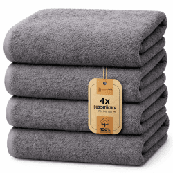NatureMark 4er Duschtuch-Set – weiche und saugfähige Duschtücher aus 100% Baumwolle, geeignet für den täglichen Gebrauch – Anthrazit Grau, 70x140cm Anthrazit/Grau Angebot bei HelloDeals