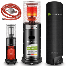 Juskys® Outdoor Heizstrahler Cuna mit 11 kW Gas-Brenner - Heizpilz Terrassenheizer mit Gas für Terrasse Balkon und Garten - für 5 und 11 kg Gasflaschen Angebot bei HelloDeals