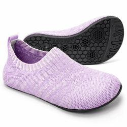 Sosenfer Hausschuhe Kinder Junge und Mädchen, Barfuß Kinderhausschuhe, Rutschfeste & Atmungsaktiv Unisex turnschläppchen Lila 28 EU Angebot bei HelloDeals