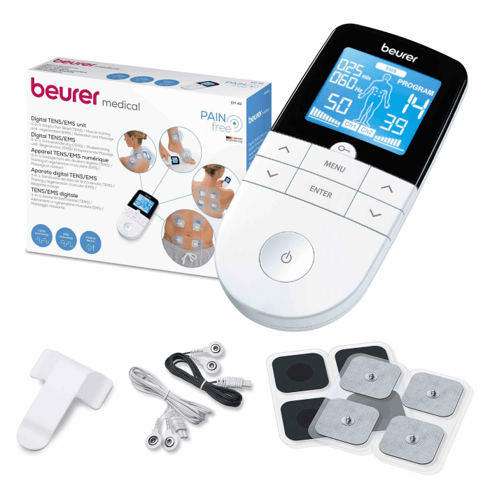 Beurer EM 49 Digital TENS/EMS, 3-in-1 Reizstromgerät zur Schmerzlinderung durch elektrische Nervenstimulation, Training durch elektrische Muskelstimulation, Massagefunktion, inklusive 4 Elektroden Angebot bei HelloDeals