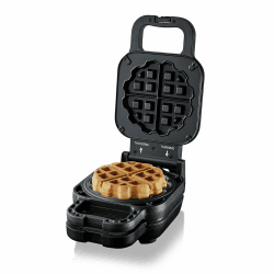 Cloer 6150 Waffelkucheneisen für gefüllte Waffelkuchen, bis zu 5 cm hohe Waffel, 11,5 cm Durchmesser, höhenverstellbarer Abstandsring, Antihaftbeschichtung & Kontrollleuchte, PFAS-frei, Schwarz, 800 W Angebot bei HelloDeals