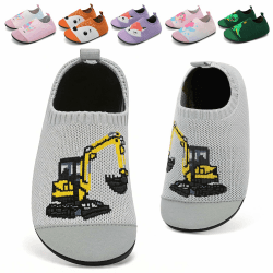 VOLHAL Hausschuhe ​Kinder Mädchen Junge Barfussschuhe Pantoffeln Lauflerns chuhe​Rutschfest ​Kindergarten für Atmungsaktive​Weich Kleinkinder Schuhe ​Unisex 26 EU Bagger Grau Angebot bei HelloDeals