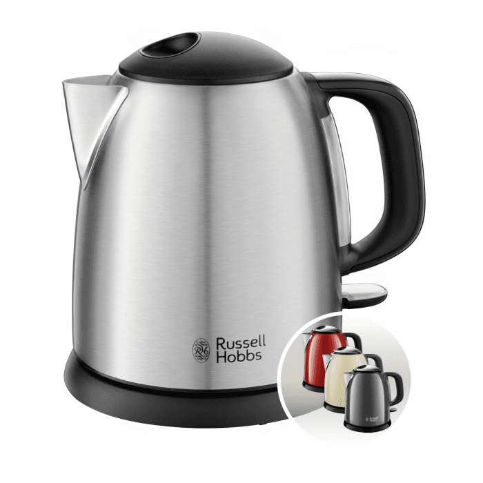 Russell Hobbs Wasserkocher [1,0l] Adventure Edelstahl Gebürstet (2400W, Schnellkochfunktion, herausnehmbarer Kalkfilter, außenliegende Wasserstandsanzeige,kleiner Reisewasserkocher) Teekocher 24990-70 Edelstahl Gebürstet 1 Liter Angebot bei HelloDeals
