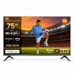 Xiaomi TV F Pro 75(190 cm), 4K UHD QLED, Smart TV, Fire OS8, Triple Tuner DVB-C/S/S2/T/T2,HDR10+, 60Hz mit 120Hz Game Boost Mode,MEMC,Sprachsteuerung mit Alexa,2GB+32GB,Kompatibel mit Apple AirPlay Fire TV Pro(2026 model) 75" Angebot bei HelloDeals