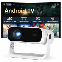 2026 Neuer Smart Mini Beamer Integrierte APP, Android 14, Unterstützt 1080P und 4K-Dekodierung, Automatische Trapezkorrektur, WiFi6 & BT5.2 ，Beamer 4K Heimkino für Handy/HDMI/PC Standard Schwarz Angebot bei HelloDeals