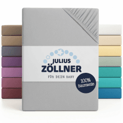 Julius Zöllner Jersey Spannbettlaken für Baby- & Kinderbett, 100% Jersey-Baumwolle, OEKO-TEX Standard 100 zertifiziert, Größe: 60x120cm / 70x140cm, 1er Pack, hellgrau Einerpack 60x120 cm / 70x140 cm Hellgrau Angebot bei HelloDeals