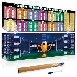 WM Spielplan 2026 Poster für Deko Fußball WM 2026 | Fussball Planer | Enthält 42 Mannschaften Gruppen Knockout Termine & Austragungsorte | Wandplan für Heim & Bar | Gerollt (2 Stück, 30x90CM) Angebot bei HelloDeals