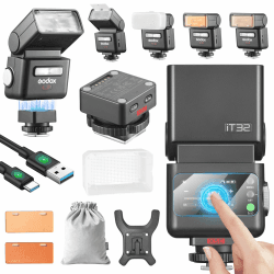 Godox IT32 Kamera Blitzgerät TTL mit X5C Blitzauslöser für Canon Camera 2,4 GHz GN18 510 Blitze bei Voller Leistung Touchscreen Integrierter Reflektor LED-Licht Magnetischer Farbfilter IT32+X5C Angebot bei HelloDeals