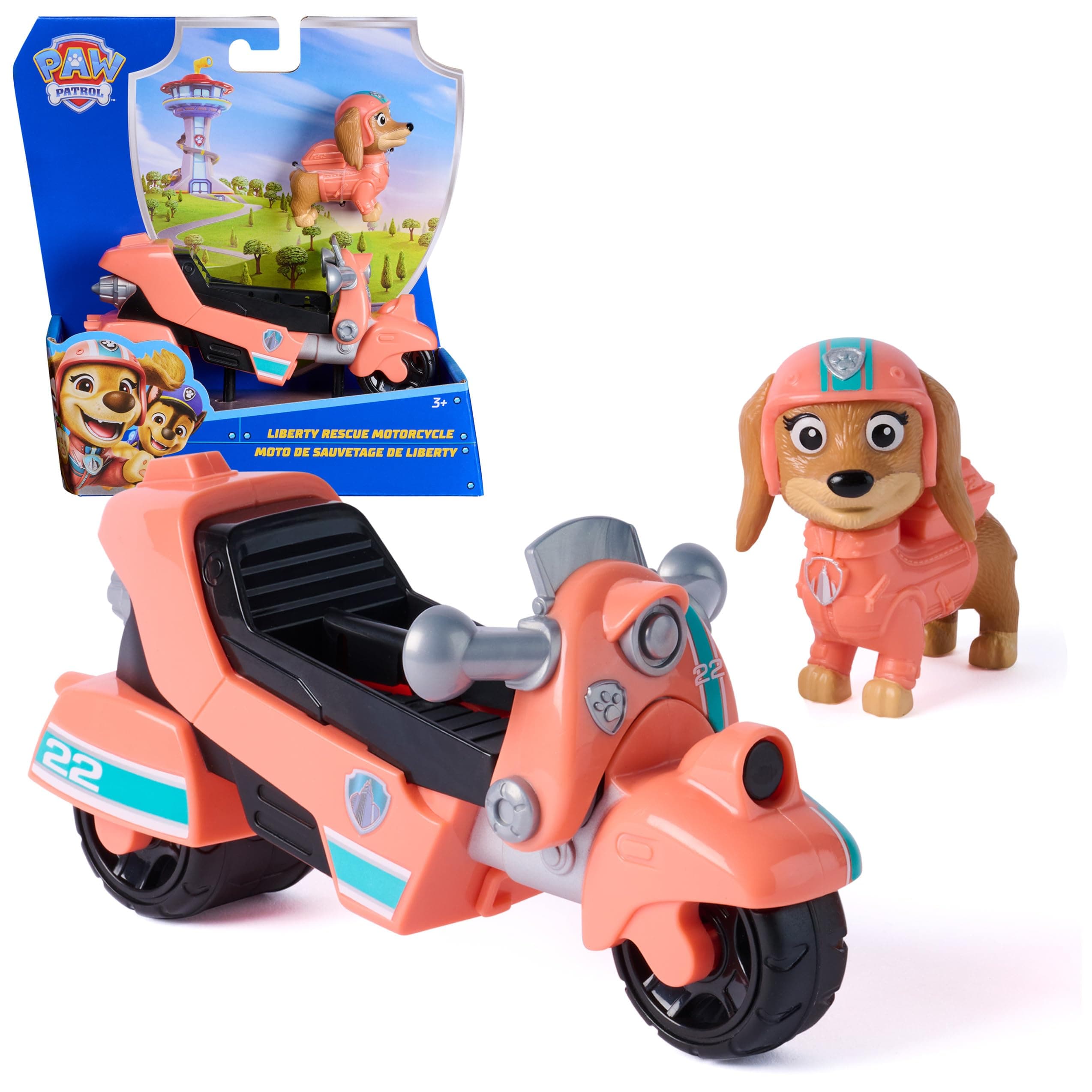 PAW PATROL - Liberty’s Rettungs-Motorrad mit Spielfigur (Basis Fahrzeug), authentische Details, Spielzeug-Motorrad für Kinder ab 3 Jahren Angebot bei HelloDeals