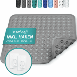 Engelbach® Duschmatte rutschfest 53x53cm inkl. 2 Haken - Antibakteriell & BPA-frei - Duscheinlage, Antirutschmatte - Waschmaschinen geeignet und schimmelresistent Grau Angebot bei HelloDeals